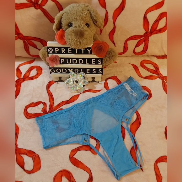 💙 XXL VS Very Sexy Rose Lace & Grommet Open-Back Cheeky Panty 💙 - Picture 5 of 16